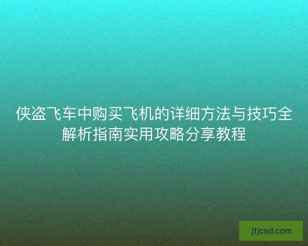 侠盗飞车中购买飞机的详细方法与技巧全解析指南实用攻略分享教程
